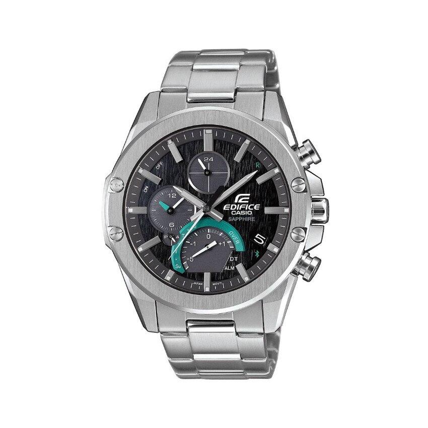 Ceas barbatesc Casio Edifice Bluetooth, cu incarcare solara si sticla din safir, argintiu