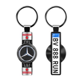 Breloc metalic personalizat cu marca si numar auto/ fotografie si mesaj, negru Breloc metalic personalizat cu marca si numar auto/ fotografie si mesaj, negru
