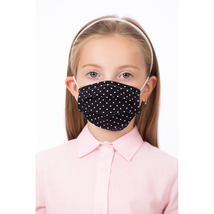 Masca de fata BE YOU, neagra, model buline, pentru copii, 1 buc