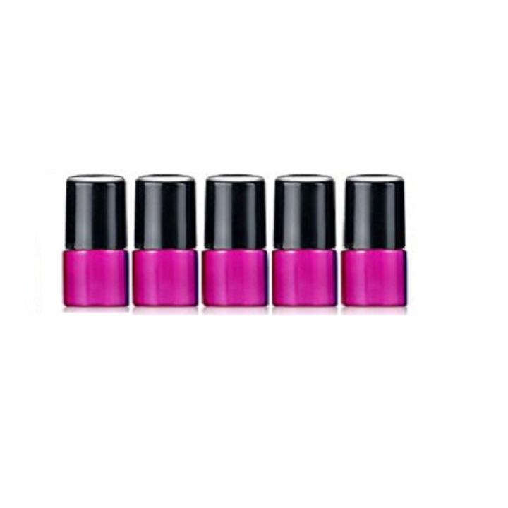 DROPY roll-on kozmetikai tartály készlet, 5 db, 2 ml, illóolajokhoz vagy parfümökhöz, rózsaszín