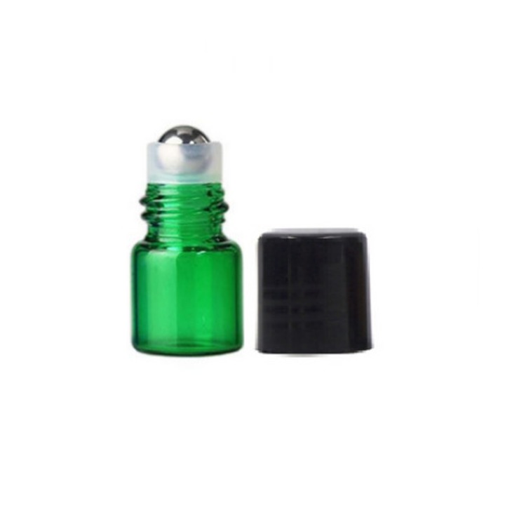 DROPY roll-on kozmetikai tartály készlet, 5 db, 2 ml, illóolajokhoz vagy parfümökhöz, zöld