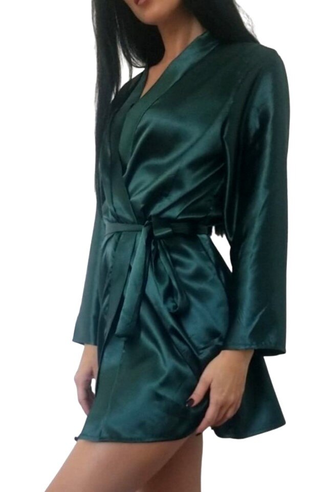 Halat din satin Yvanna Dark Green