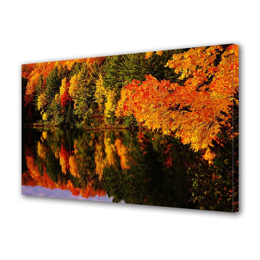 Tablou Canvas Luminos in intuneric VarioView LED, Toamna, Reflexie colorata la munte, 40 x 60 cm