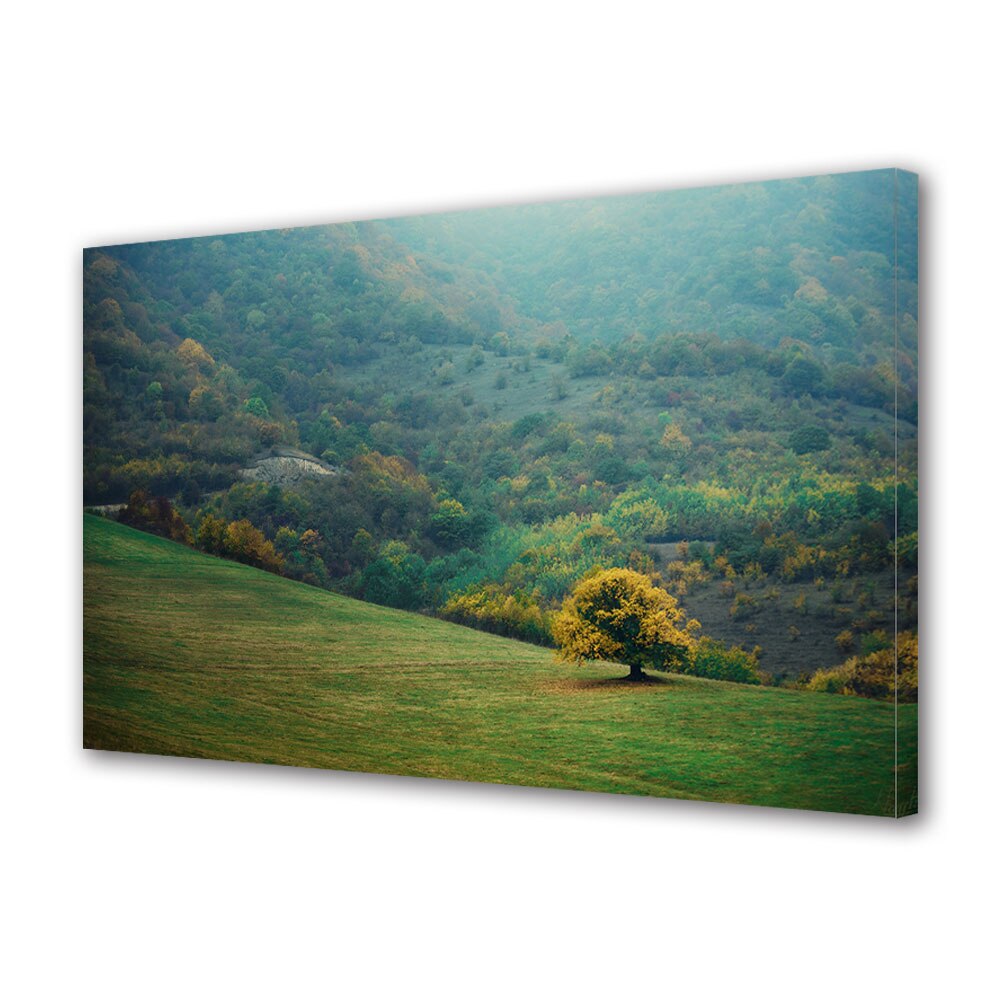 Tablou Canvas Luminos in intuneric VarioView LED, Toamna, Copacul galben singuratic, 40 x 60 cm