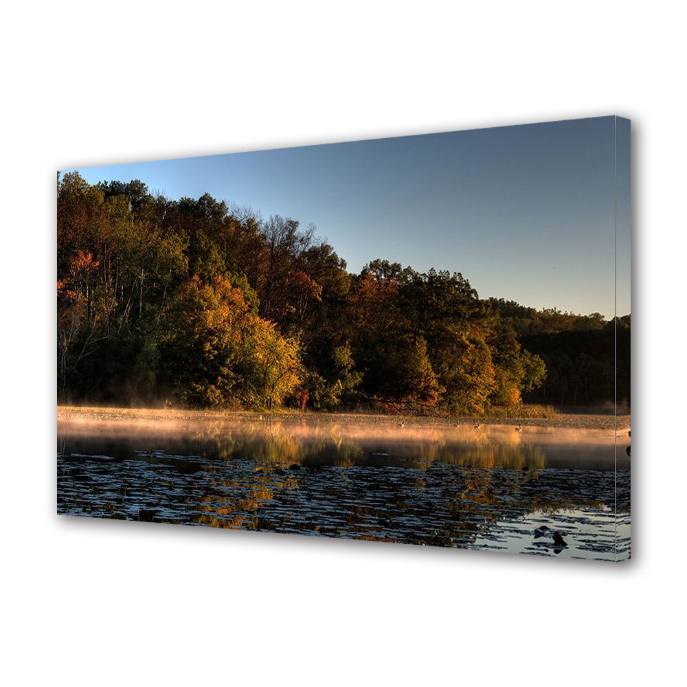 Tablou Canvas Luminos in intuneric VarioView LED, Toamna, Gaste dimineata pe lac, 30 x 45 cm