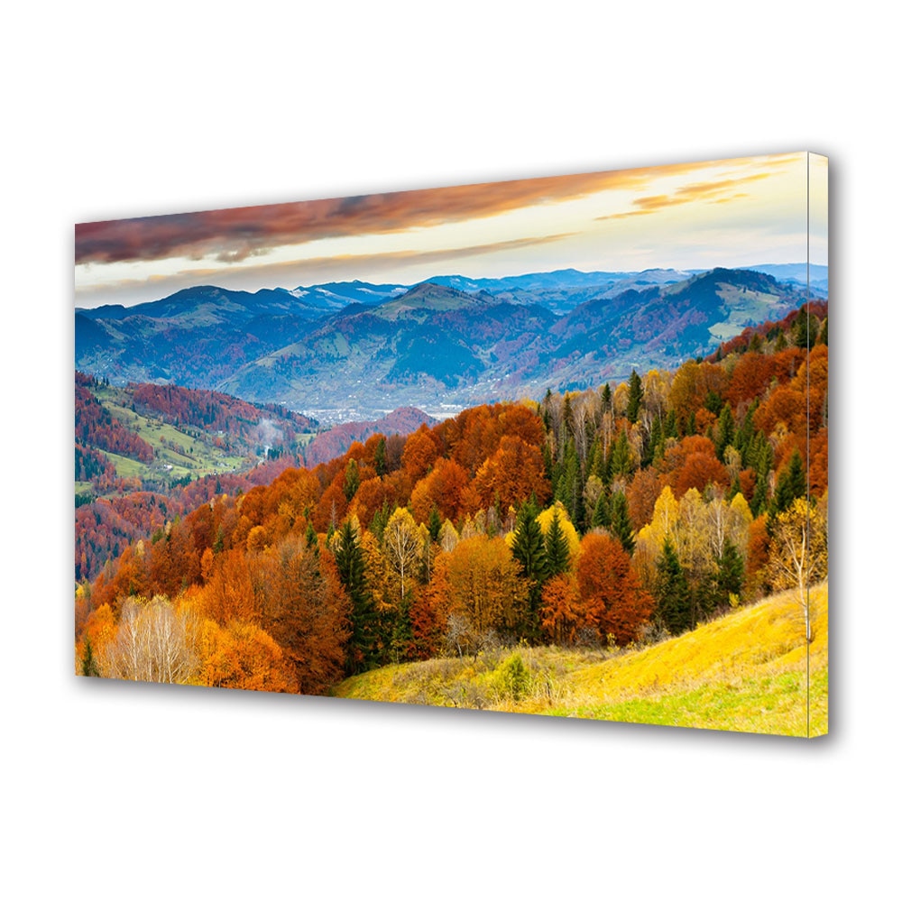 Tablou Canvas Luminos in intuneric VarioView LED, Toamna, Munti albastri toamna, 30 x 45 cm
