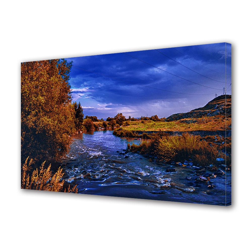 Tablou Canvas Luminos in intuneric VarioView LED, Toamna, La marginea raului, 30 x 45 cm