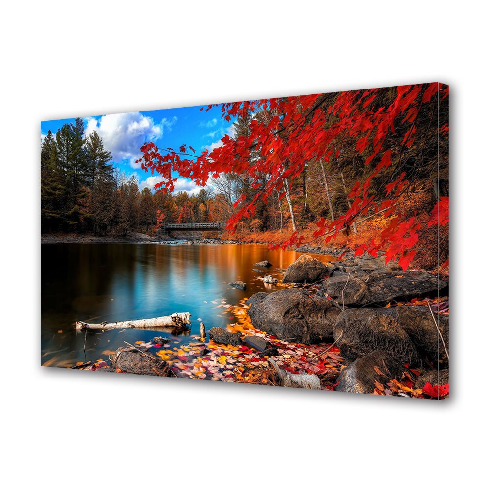 Tablou Canvas Luminos in intuneric VarioView LED, Toamna, Oglinda lacului toamna, 30 x 45 cm