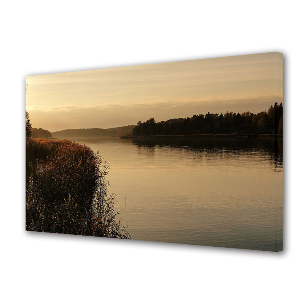 Tablou Canvas Luminos in intuneric VarioView LED, Toamna, Fluviu in lumina serii, 40 x 60 cm