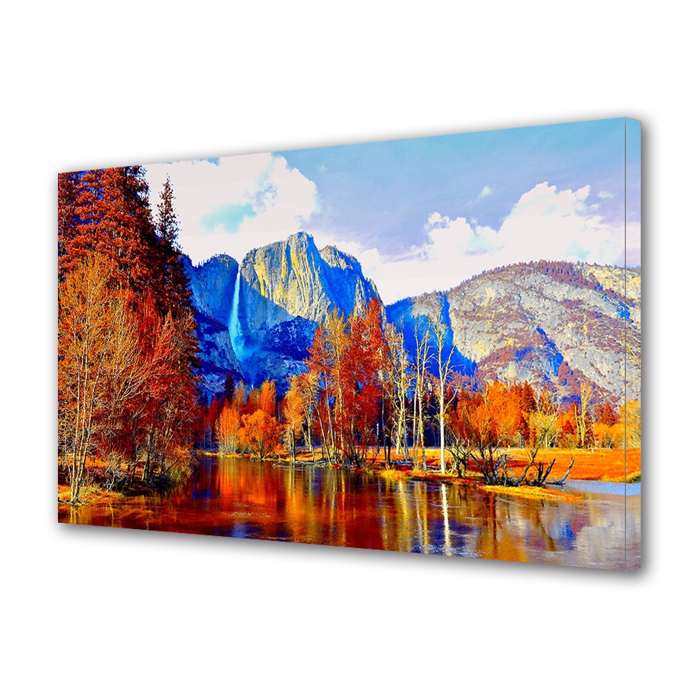 Tablou Canvas Luminos in intuneric VarioView LED, Toamna, Cascada in departare, 40 x 60 cm