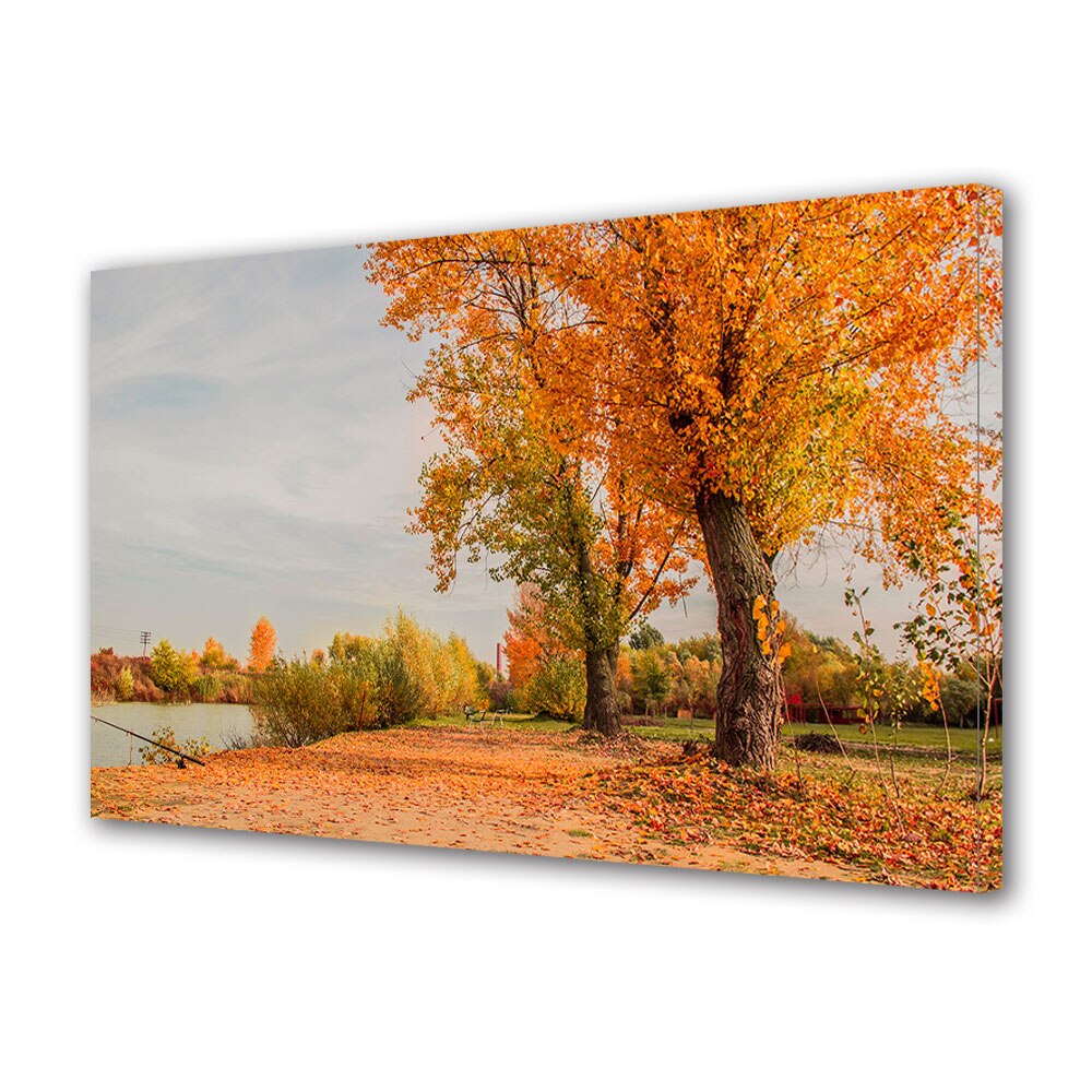 Tablou Canvas Luminos in intuneric VarioView LED, Toamna, Plopi langa rau, 30 x 45 cm