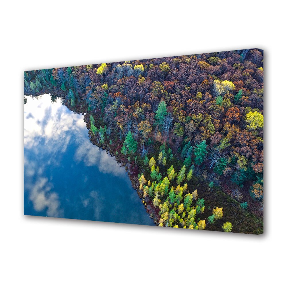 Tablou Canvas Luminos in intuneric VarioView LED, Toamna, Reflexia cerului la marginea padurii, 40 x 60 cm