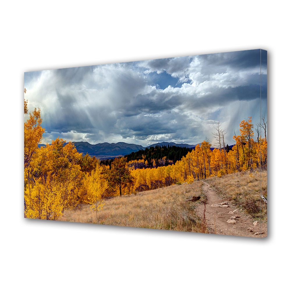 Tablou Canvas Luminos in intuneric VarioView LED, Toamna, Poiana pe munte in culori de toamna, 30 x 45 cm