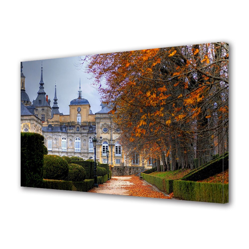 Tablou Canvas Luminos in intuneric VarioView LED, Toamna, Conac vechi si alee de copaci, 40 x 60 cm