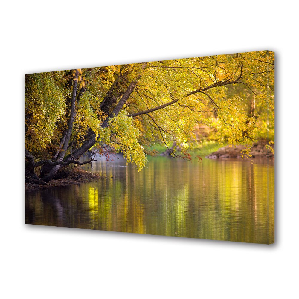 Tablou Canvas Luminos in intuneric VarioView LED, Toamna, Aproape de suprafata apei, 40 x 60 cm