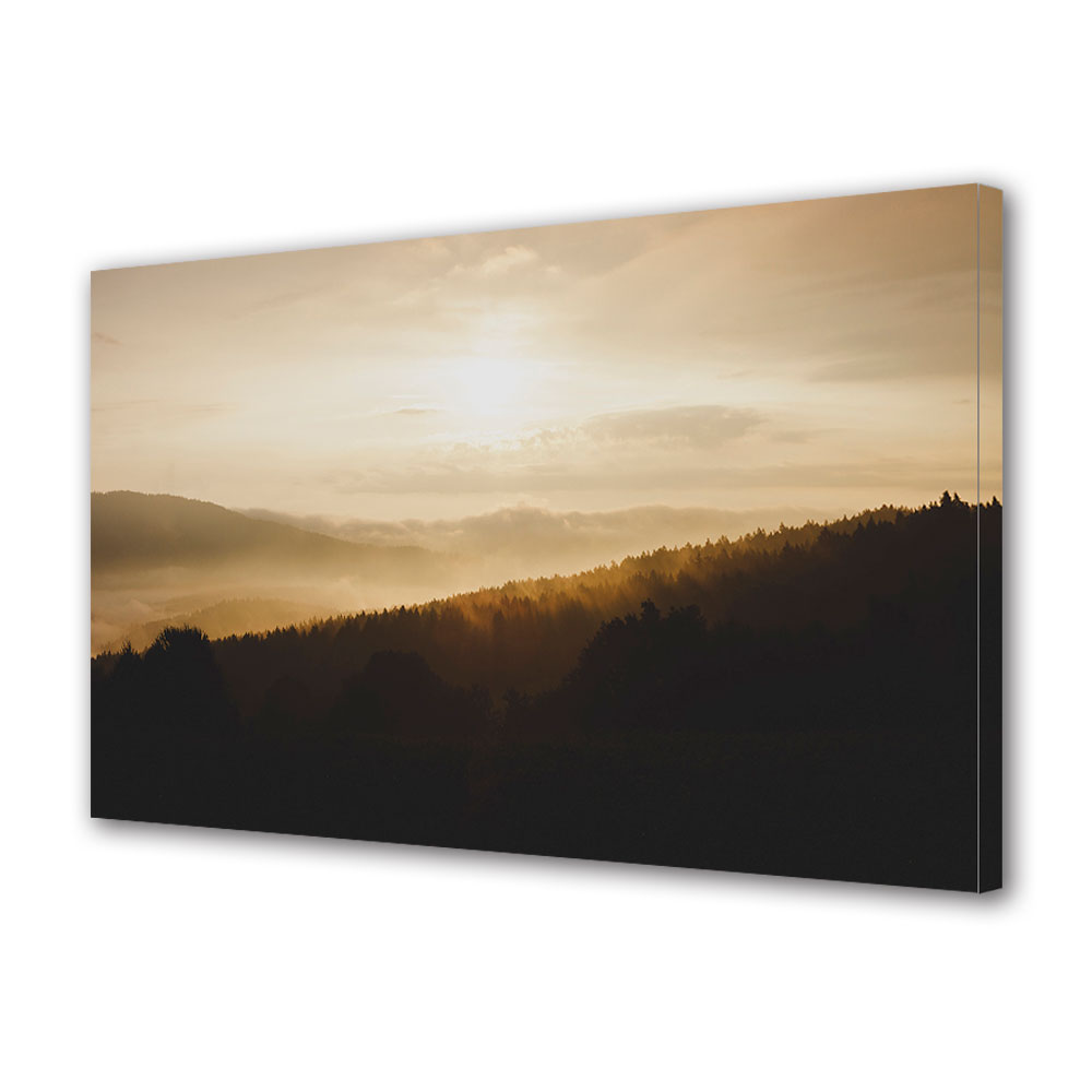 Tablou Canvas Luminos in intuneric VarioView LED, Toamna, Apus dramatic peste dealuri, 30 x 45 cm