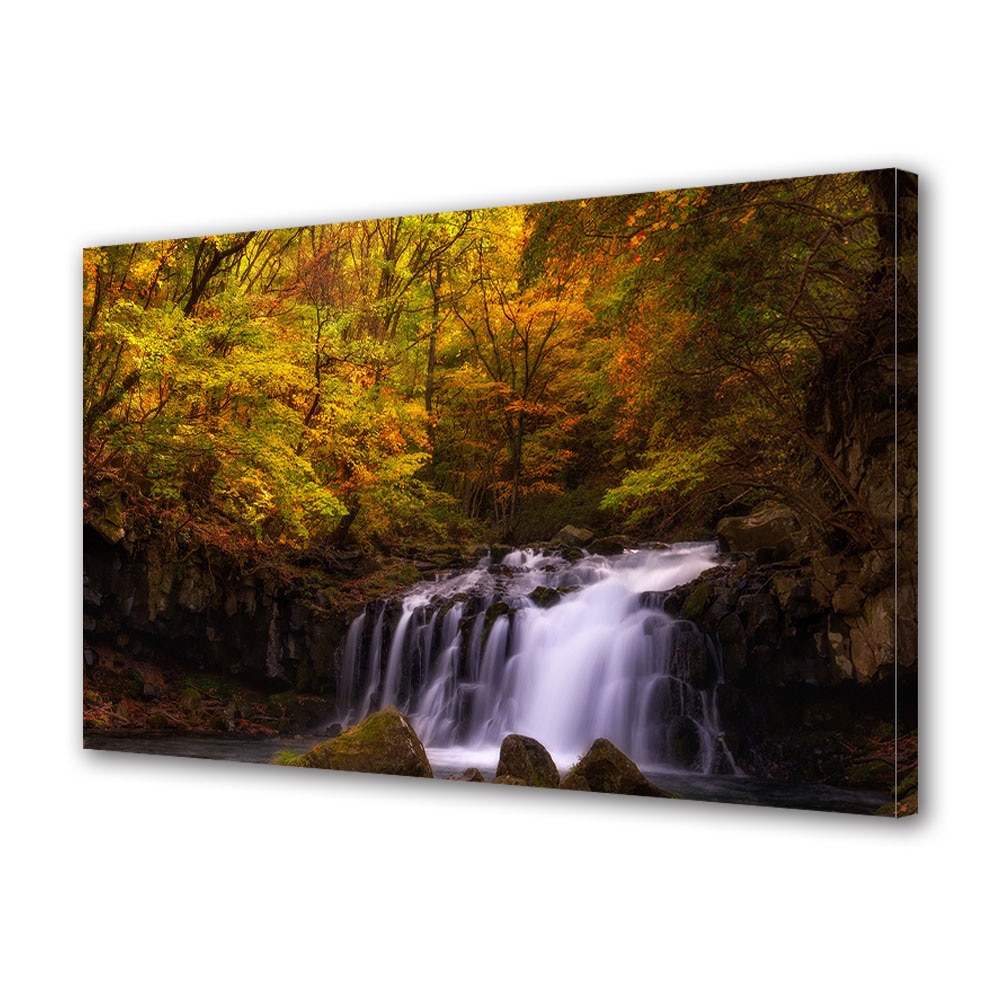 Tablou Canvas Luminos in intuneric VarioView LED, Toamna, Cascada in atmosfera de toamna, 30 x 45 cm
