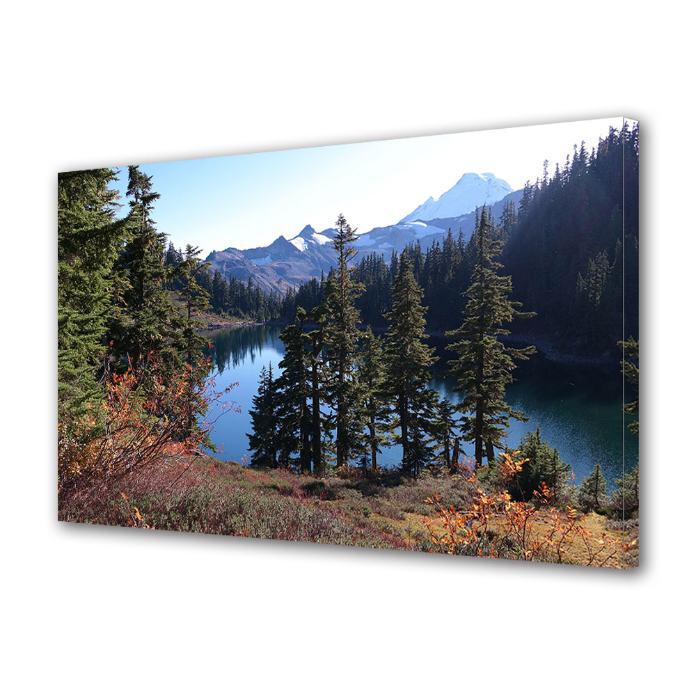 Tablou Canvas Luminos in intuneric VarioView LED, Toamna, Vedere spre lac montan, 30 x 45 cm