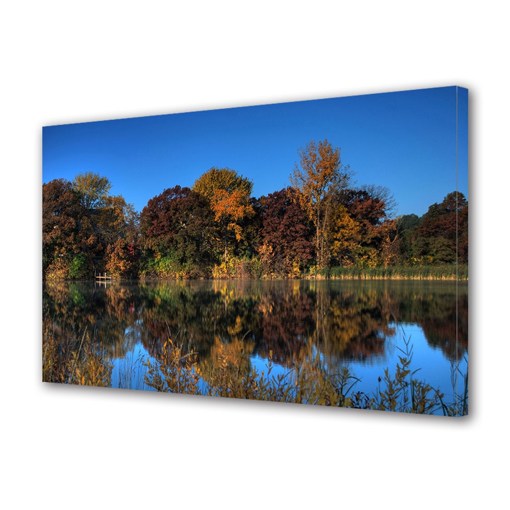 Tablou Canvas Luminos in intuneric VarioView LED, Toamna, Cerul albastru puternic de toamna, 30 x 45 cm