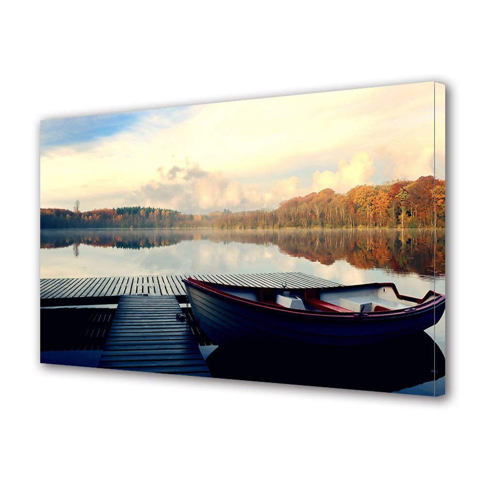 Tablou Canvas Luminos in intuneric VarioView LED, Toamna, O plimbare pe lac, 30 x 45 cm