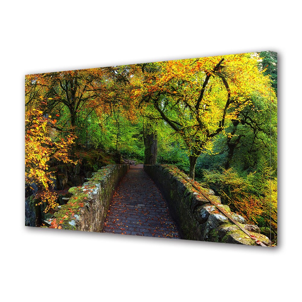 Tablou Canvas Luminos in intuneric VarioView LED, Toamna, Toamna peste podul de piatra, 30 x 45 cm