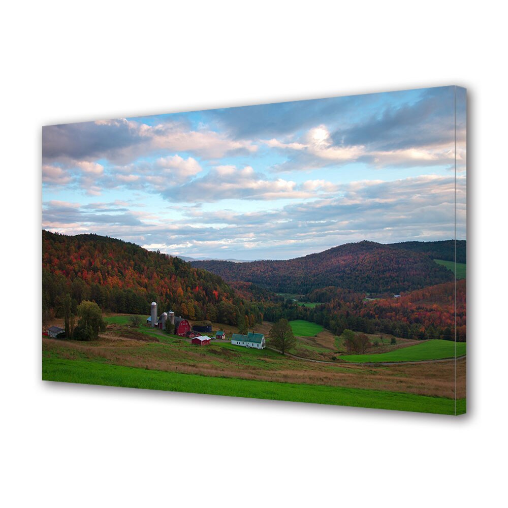 Tablou Canvas Luminos in intuneric VarioView LED, Toamna, Casa printre dealuri, 30 x 45 cm
