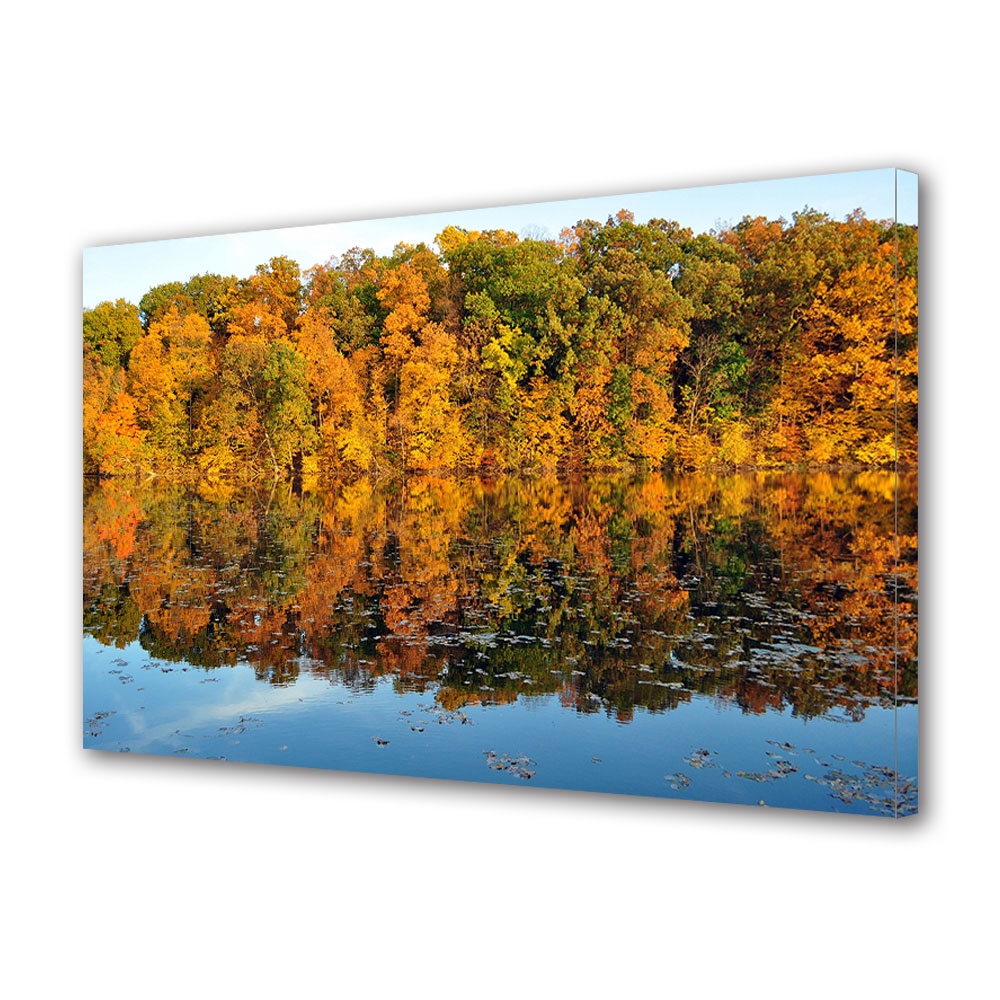 Tablou Canvas Luminos in intuneric VarioView LED, Toamna, Frunze pe lac, 40 x 60 cm