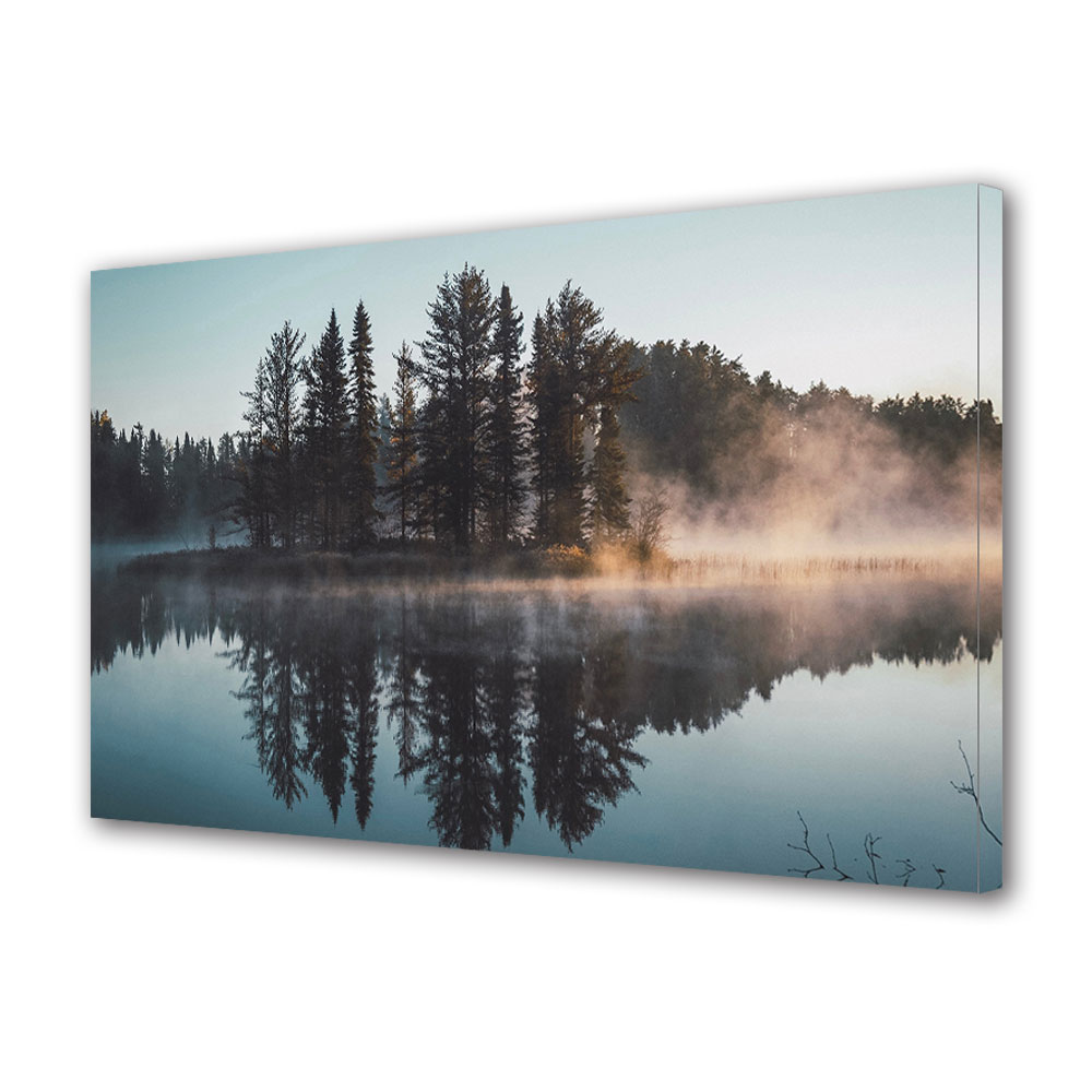 Tablou Canvas Luminos in intuneric VarioView LED, Toamna, Palc de copaci pe lac, 30 x 45 cm