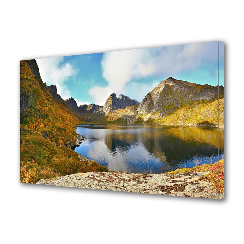 Tablou Canvas Luminos in intuneric VarioView LED, Toamna, Lac montan la altitudine mare, 30 x 45 cm