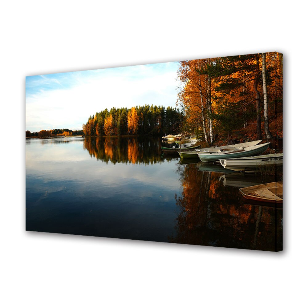 Tablou Canvas Luminos in intuneric VarioView LED, Toamna, Barci la mal, 30 x 45 cm