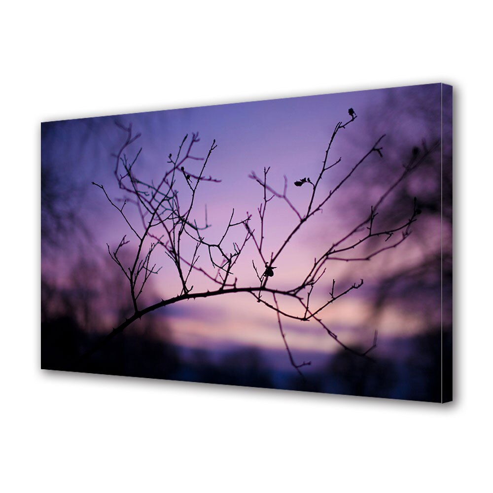 Tablou Canvas Luminos in intuneric VarioView LED, Toamna, Ramura desfrunzita violet, 40 x 60 cm