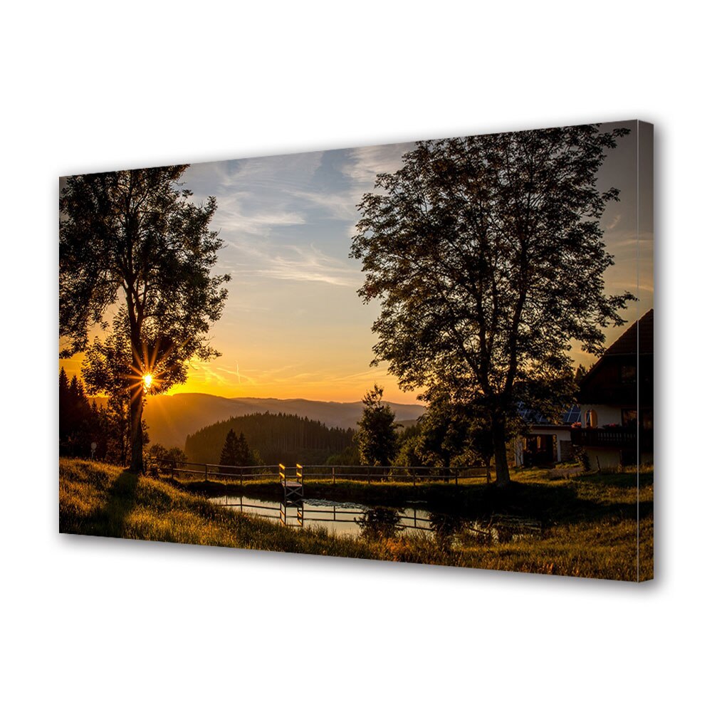 Tablou Canvas Luminos in intuneric VarioView LED, Toamna, Vedere din gradina, 40 x 60 cm