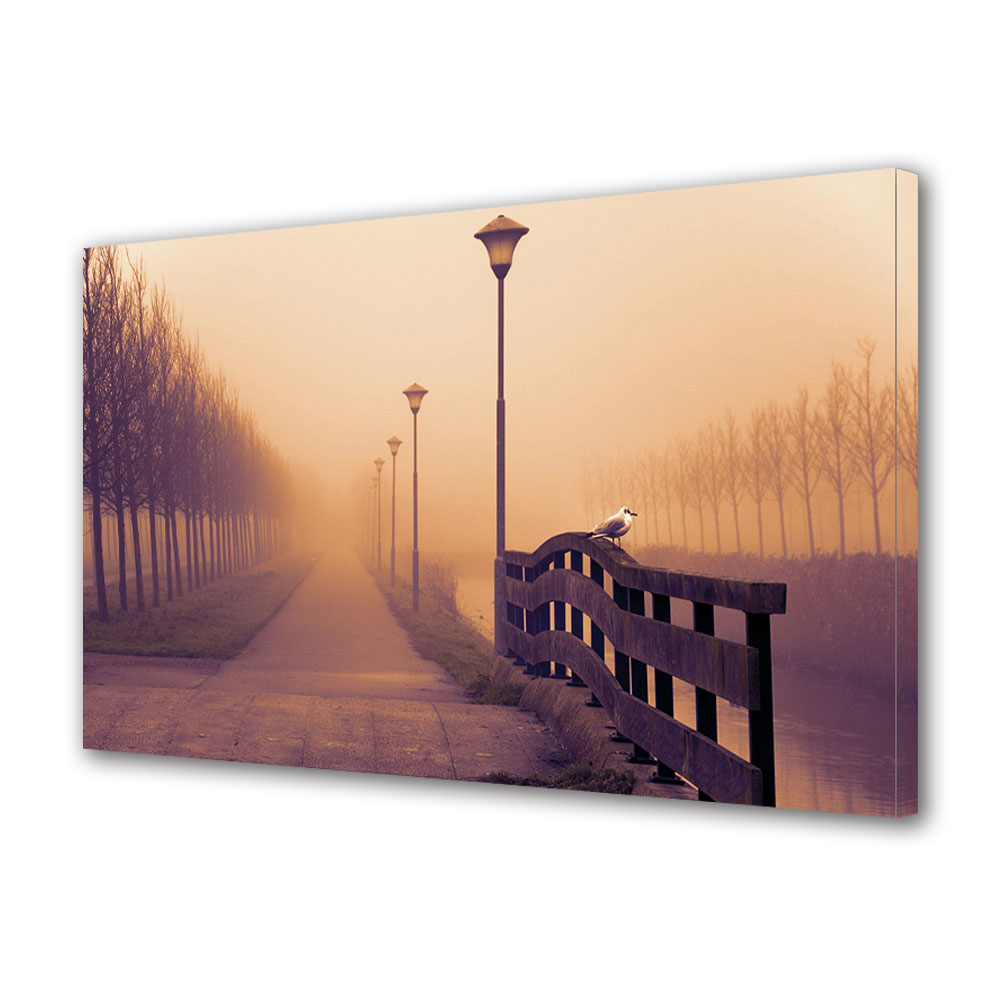 Tablou Canvas Luminos in intuneric VarioView LED, Toamna, Pescarus pe pod, 40 x 60 cm