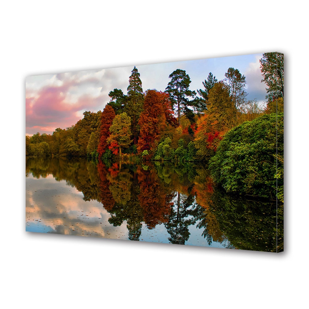 Tablou Canvas Luminos in intuneric VarioView LED, Toamna, Nori roz la apus, 30 x 45 cm