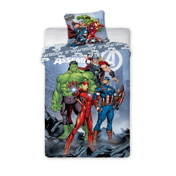 Lenjerie de pat copii, FARO AVENGERS 033, 140x200 cm, Multicolor, 100% bumbac Lenjerie de pat copii, FARO AVENGERS 033, 140x200 cm, Multicolor, 100% bumbac