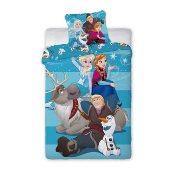 Lenjerie de pat copii, FARO FROZEN 122, 140x200 cm, Multicolor, 100% bumbac Lenjerie de pat copii, FARO FROZEN 122, 140x200 cm, Multicolor, 100% bumbac