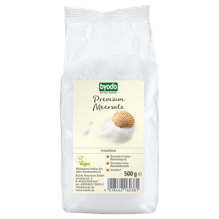 Sare de mare fina neiodata, 500g, Byodo