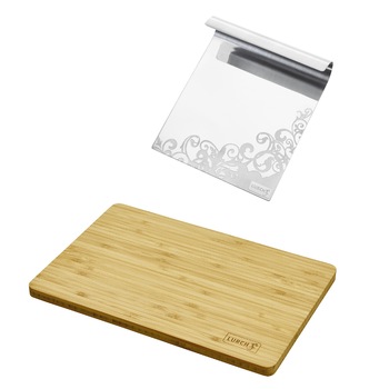 Set Lurch Tocator Bambus 400x300x19mm + Tavita pentru preluat legumele tocate Set Lurch Tocator Bambus 400x300x19mm + Tavita pentru preluat legumele tocate