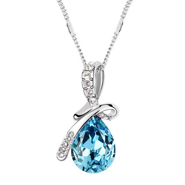 Lantisor Fashion Jewelry dama, argintiu/albastru, 44 cm lungime