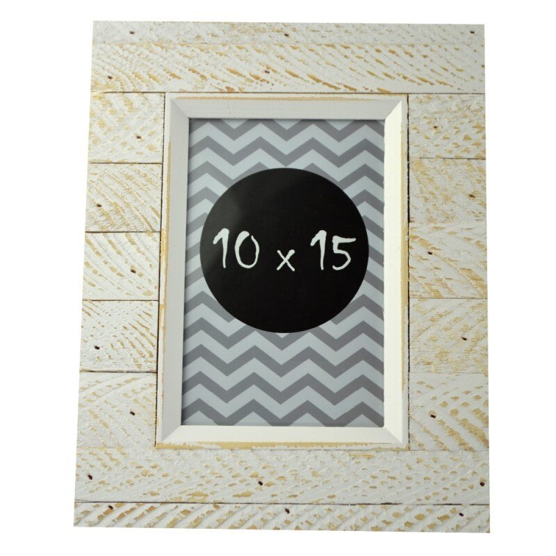Rama foto Agnes 10x15, lemn texturat Alb