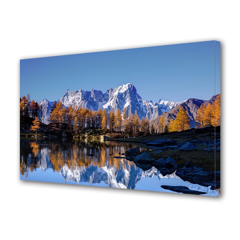 Tablou Canvas Luminos in intuneric VarioView LED, Toamna, Munti inzapeziti, 30 x 45 cm