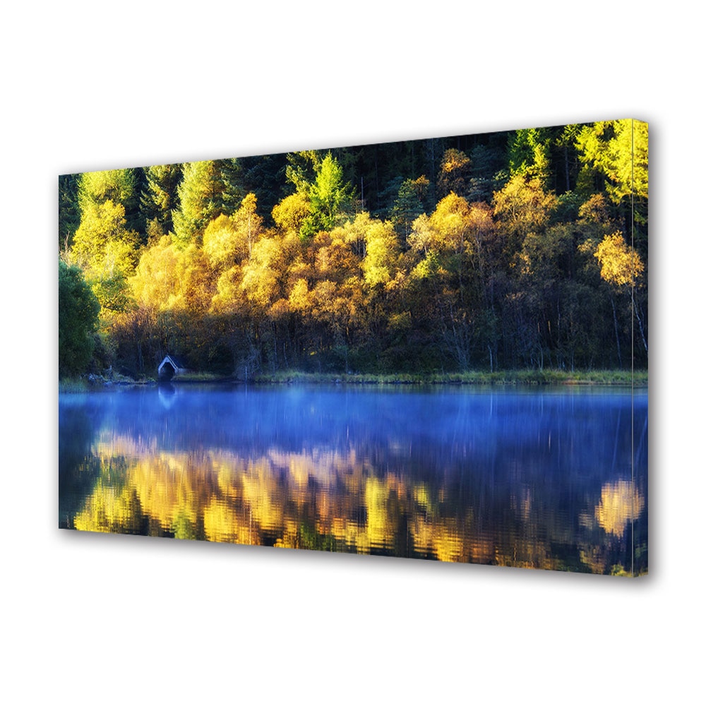 Tablou Canvas Luminos in intuneric VarioView LED, Toamna, Lacul albastru, 30 x 45 cm