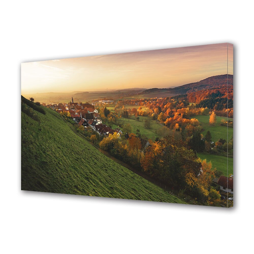 Tablou Canvas Luminos in intuneric VarioView LED, Toamna, Satul din vale, 30 x 45 cm