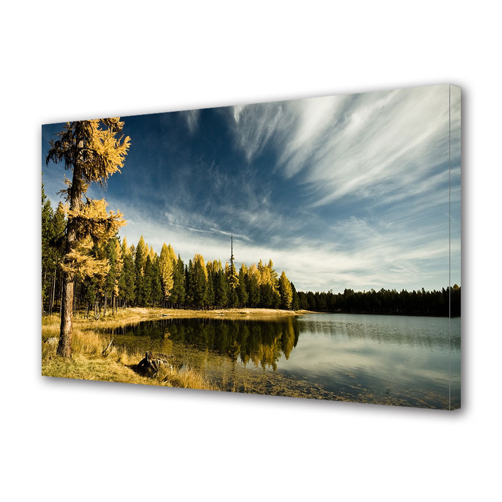 Tablou Canvas Luminos in intuneric VarioView LED, Toamna, Moment de relaxare pe malul lacului, 40 x 60 cm