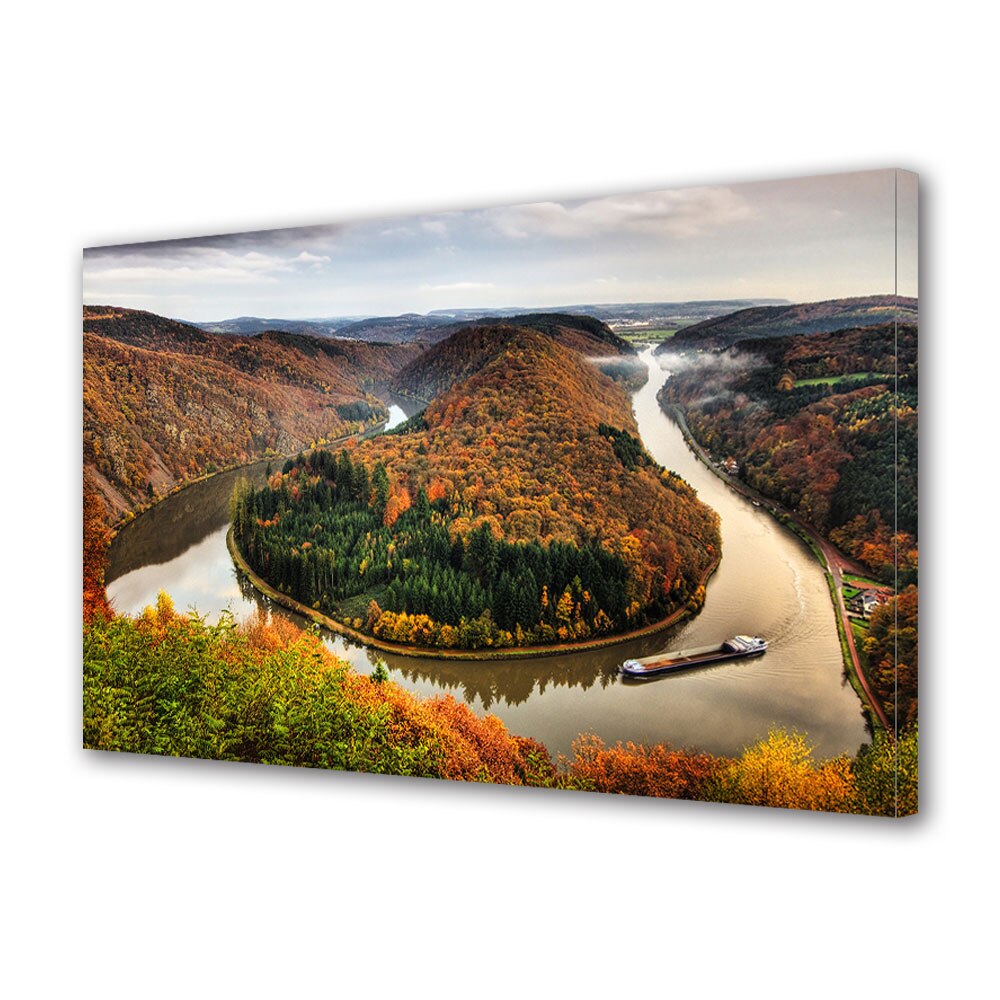 Tablou Canvas Luminos in intuneric VarioView LED, Toamna, Cotitura raului, 40 x 60 cm