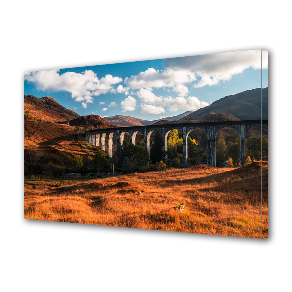 Tablou Canvas Luminos in intuneric VarioView LED, Toamna, Viaduct intre dealuri tomnatice, 30 x 45 cm