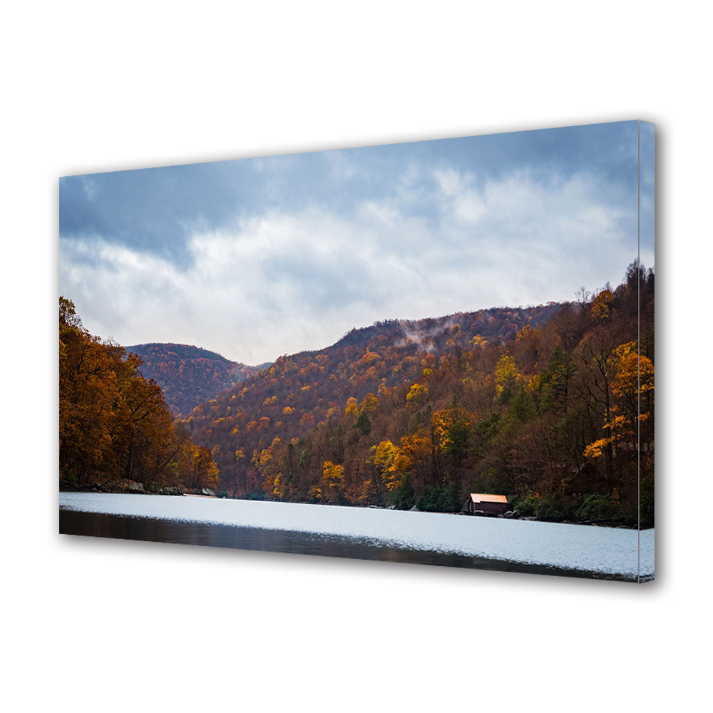 Tablou Canvas Luminos in intuneric VarioView LED, Toamna, Cabana in mijlocul muntilor, 40 x 60 cm