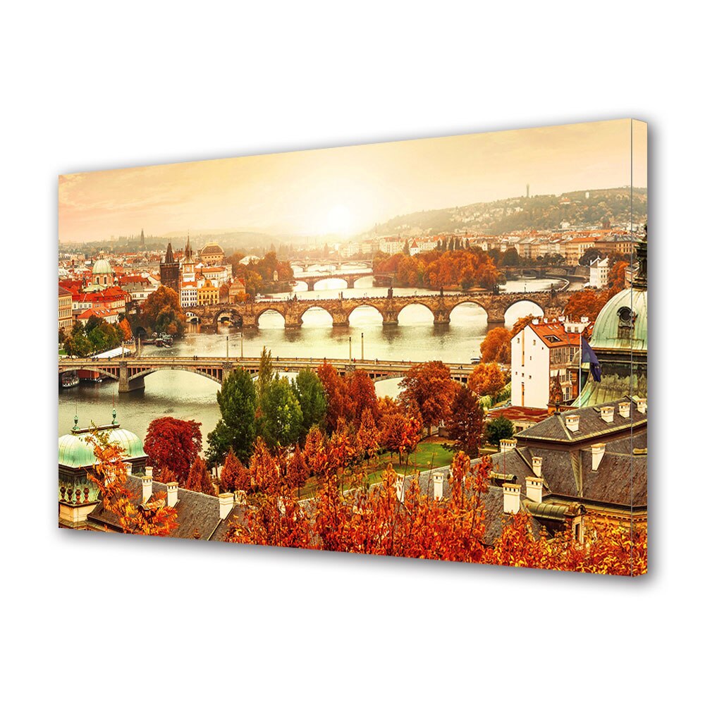 Tablou Canvas Luminos in intuneric VarioView LED, Toamna, Praga in timp de toamna, 30 x 45 cm