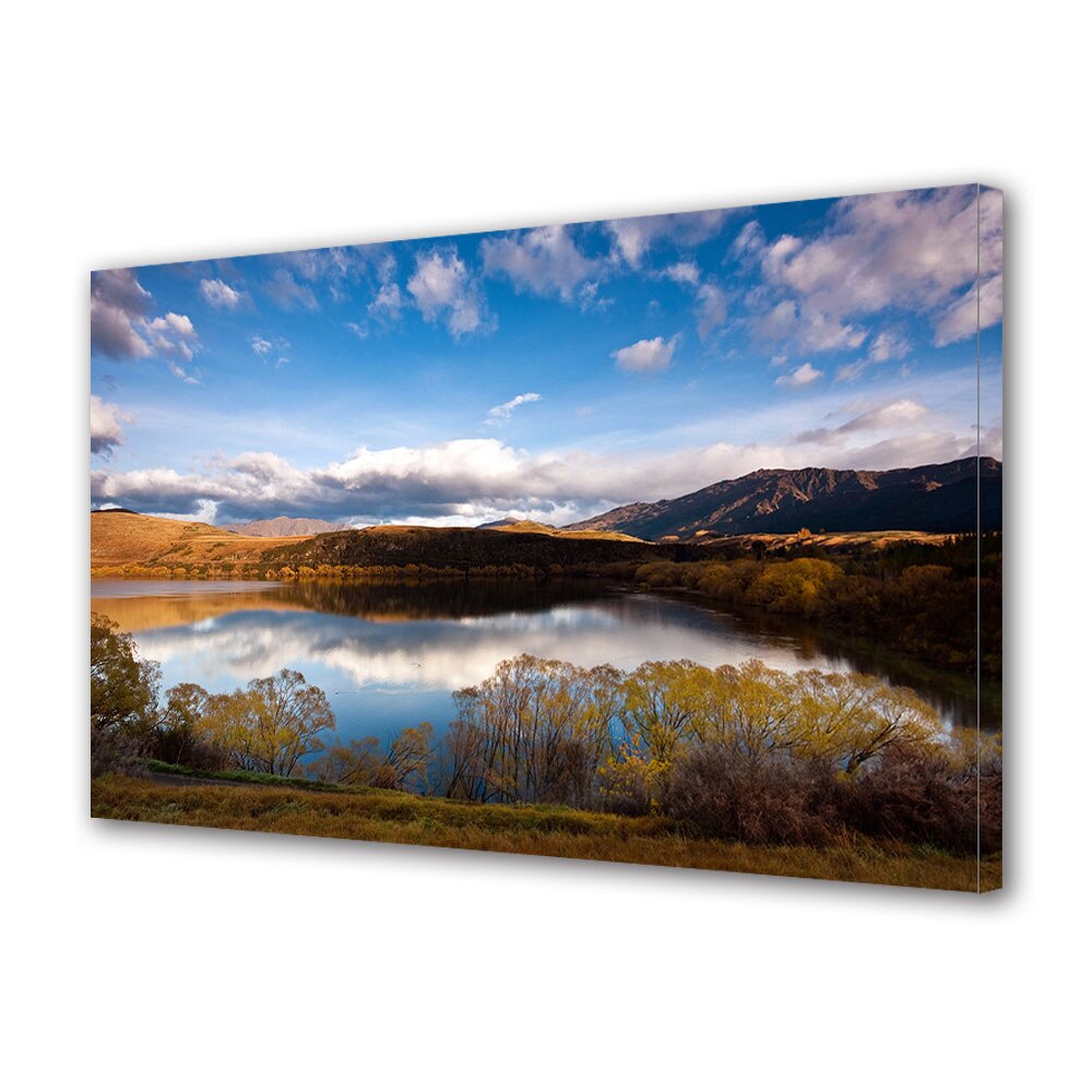Tablou Canvas Luminos in intuneric VarioView LED, Toamna, Panorama peste lac, 40 x 60 cm