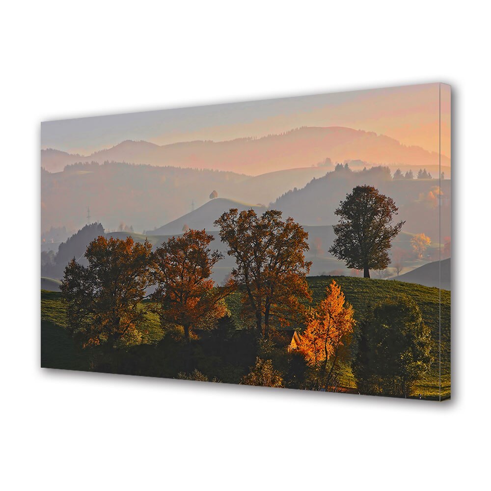 Tablou Canvas Luminos in intuneric VarioView LED, Toamna, Randuri de dealuri, 30 x 45 cm